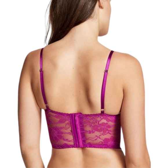 VICTORIA'S SECRET- Very Sexy Add 2 Cups Lace Trim Corset Bra Top- Raspberry - Picture 4 of 6
